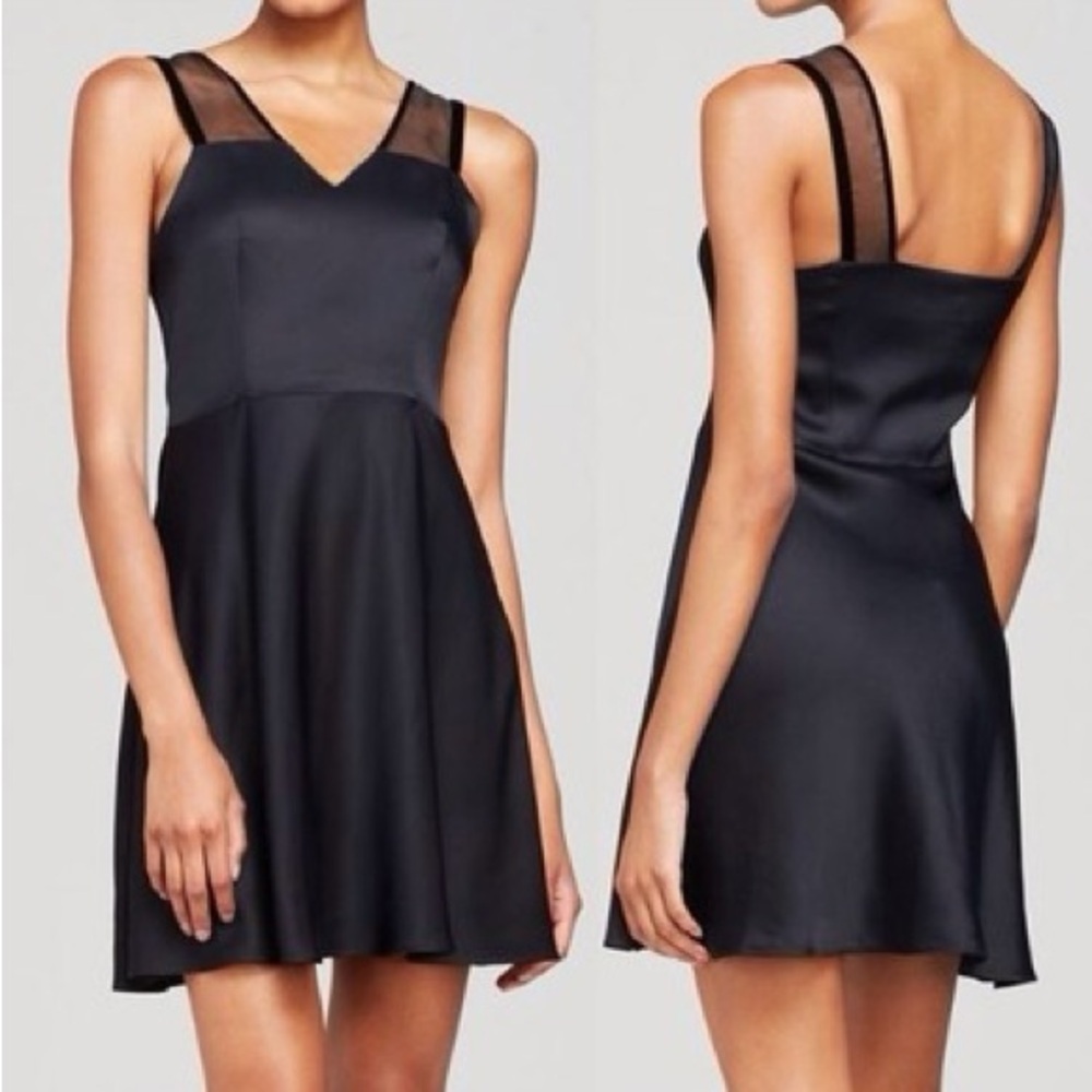 NEW Theory Black Silk Sleeveless V-Neck Mini Dress